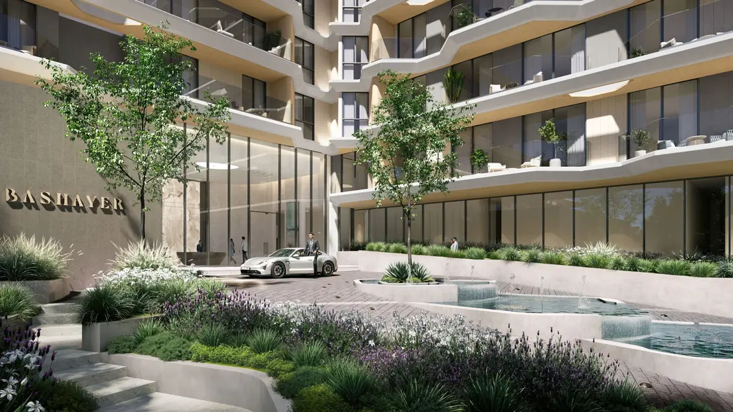 Bashayer Residences landscaped arrival and drop-off court