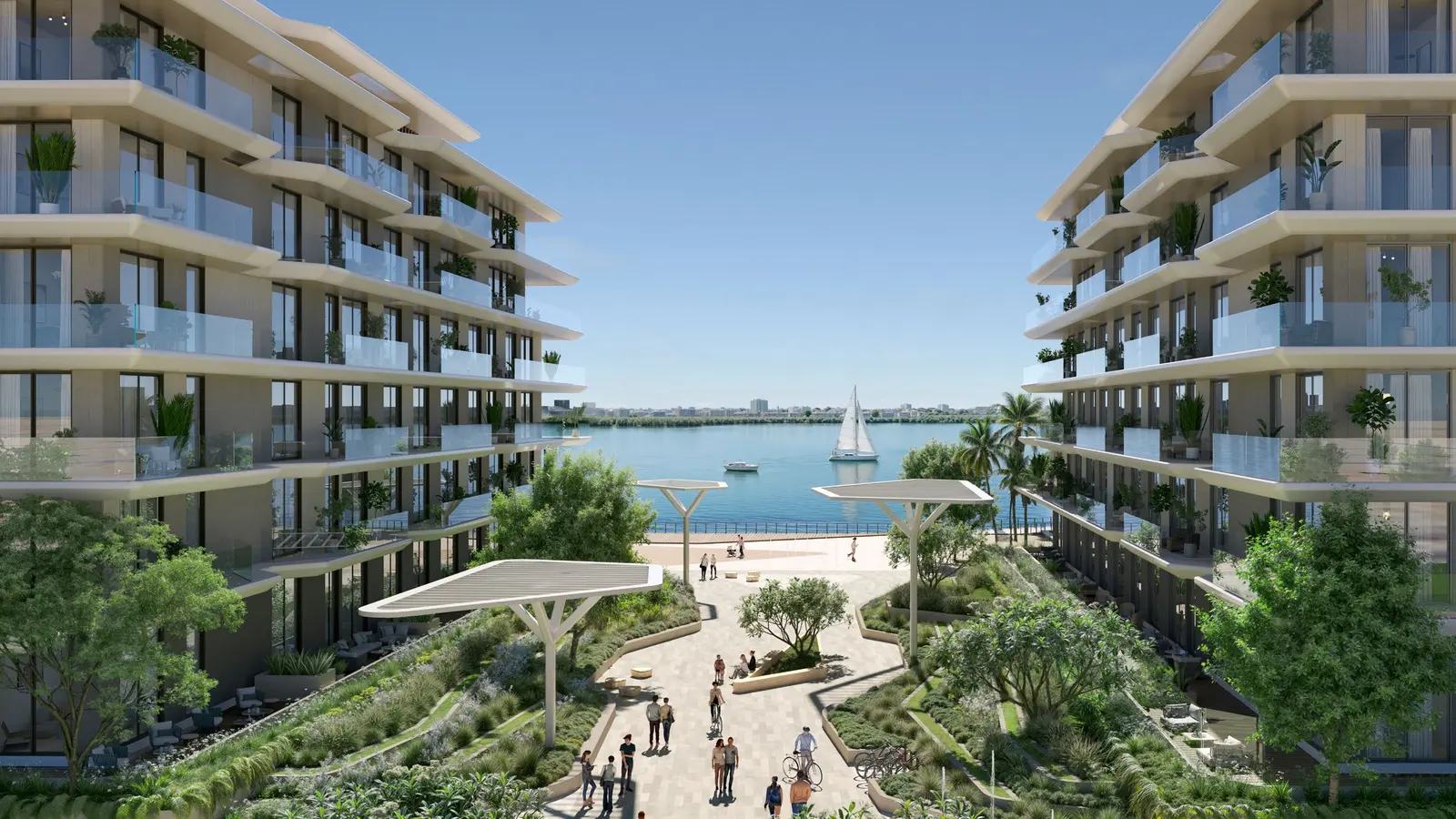 Bashayer Residences 5 and 6, twin buildings facing the waterfront promenade